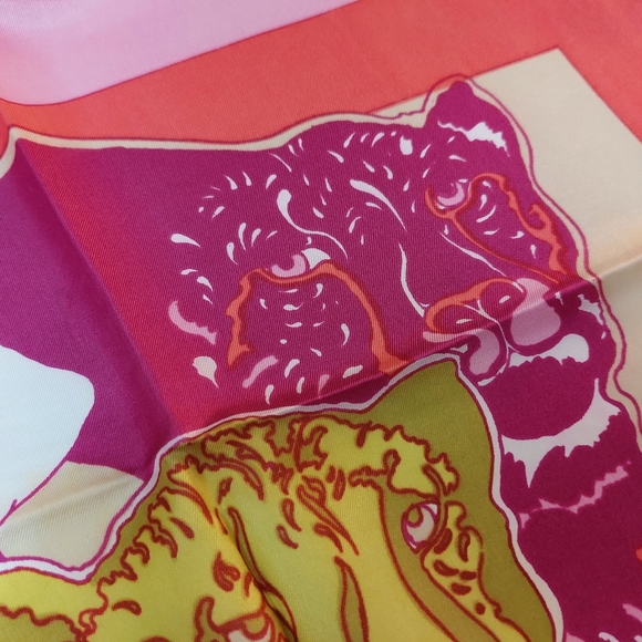 Vintage Silk Scarf Long Leopard Cat Cats Pop Art by Ron CHERESKIN 1970s Rare - Picture 6 of 12